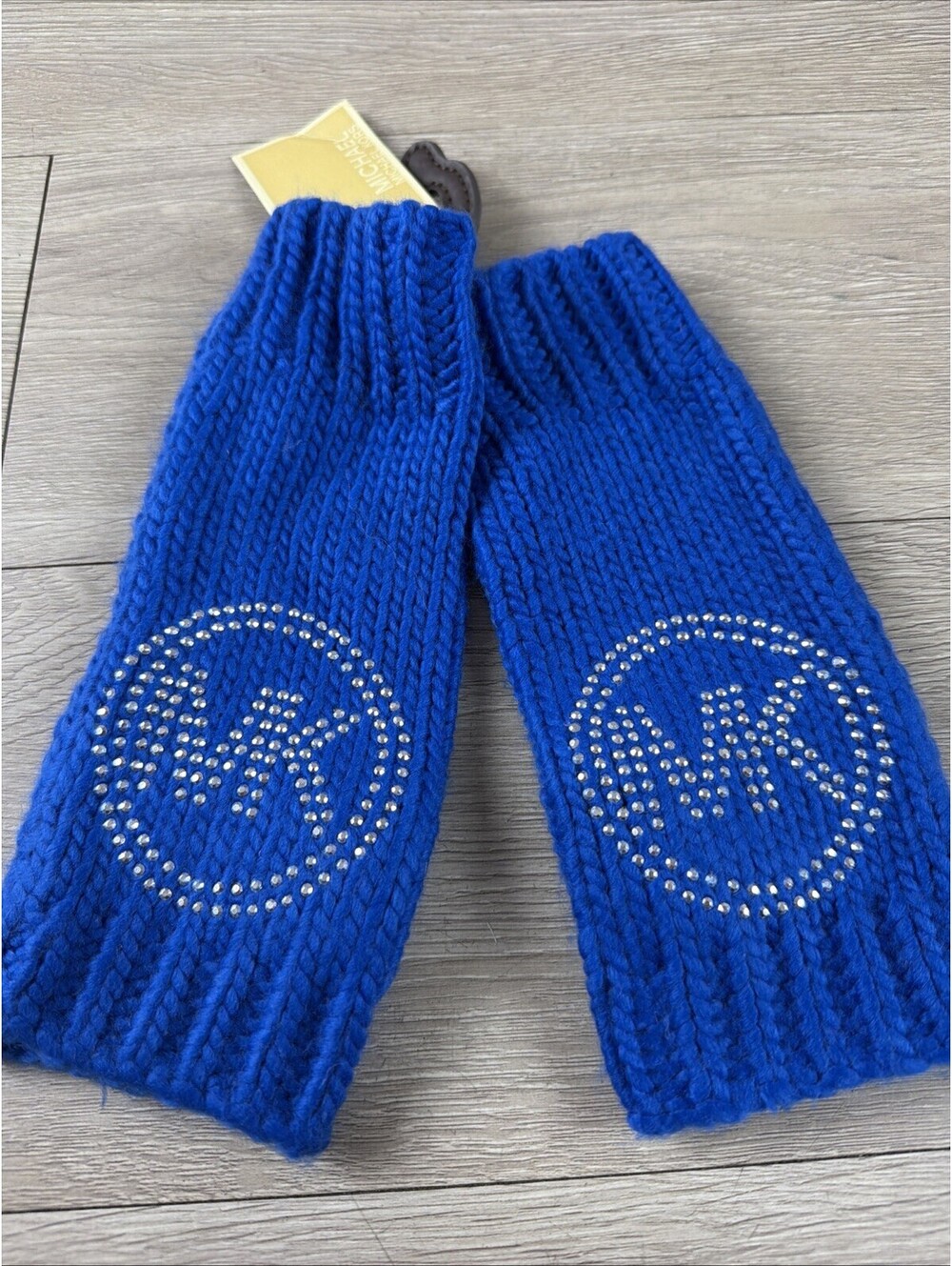 Michael Michael Kors Blue Cable Knit Fingerless Gloves Mittens